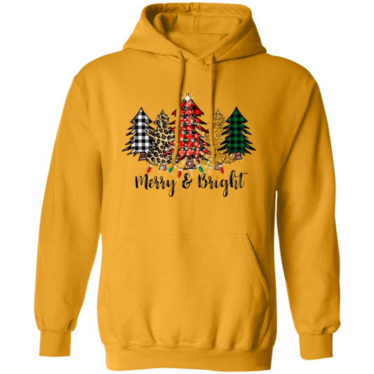 Merry and Bright Christmas Hoodie, Holiday Sweatshirt, G185 Pullover Hoodie