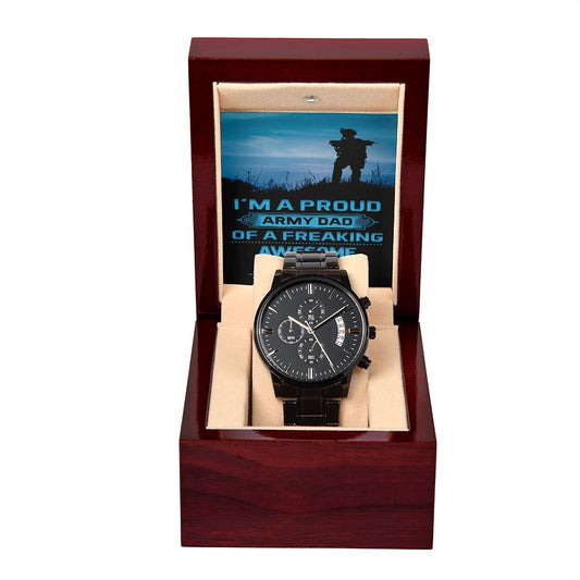 HAPPY FATHER'S DAY, BLACK CHRONOGRAPH WATCH