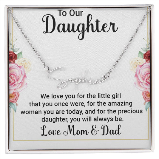 Personalized Name Necklace, We LOVE you, Mom and Dad.