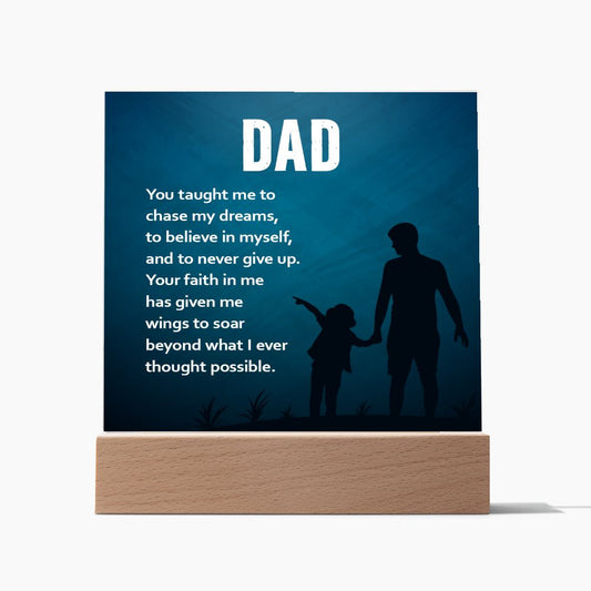 Acrylic Square Plaque, Happy Father's Day Dad, I LOVE YOU