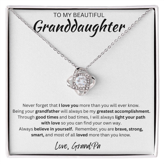 To my Beautiful Granddaughter, LoveKnot Necklace