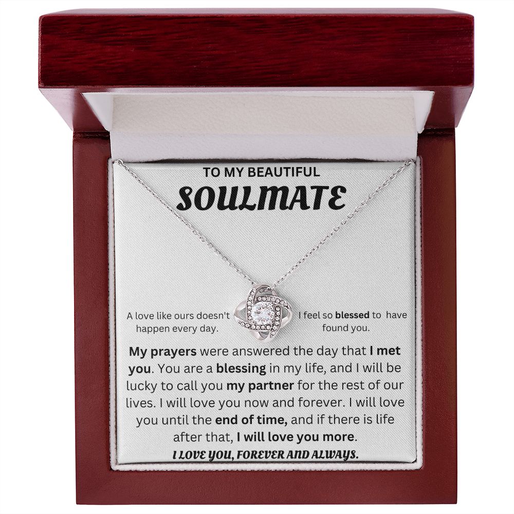 To my Beautiful Soulmate, Love Knot necklace, Wife, Fiancée, Girlfriend,, Special Friend